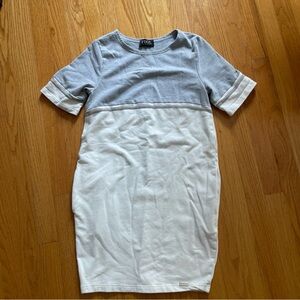 FIGL Gray and White Short Sleeve Dress
